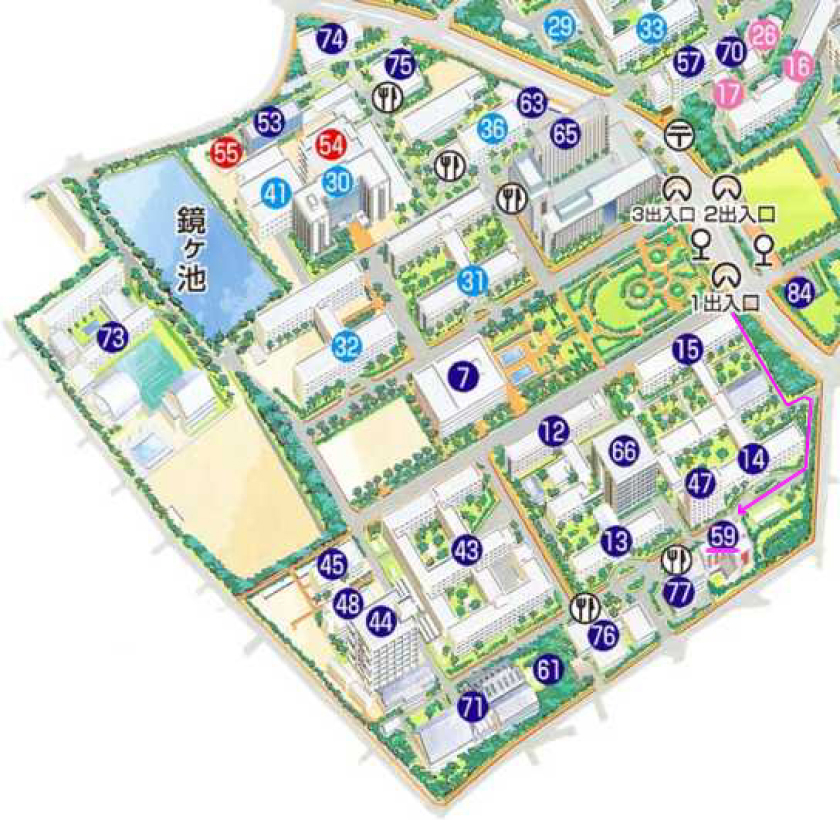 東山キャンパスの地図